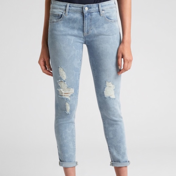 Gap - girlfriend fit distressed Denim floral jeans - Picture 8 of 8